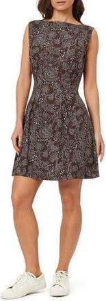 Scotch & Soda Paisley Print Boatneck Fit & Flare Dress in Hot Fudge All-Over Bandana at Nordstrom Rack, Size X-Small
