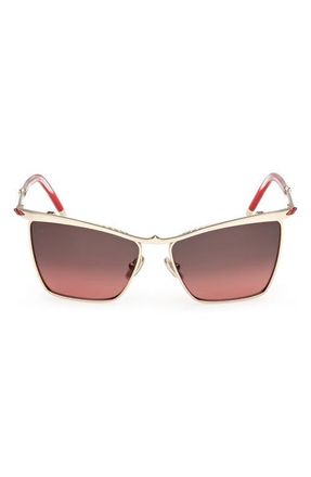 Christian Louboutin 56mm Square Sunglasses in Gold /Zeiss Smoke Mirror Red at Nordstrom