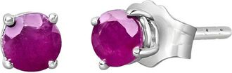 House of Brilliance Haus Of Brilliance Colorful Gemstones Silver 0.51 Ct. Tw. Lab-Grown Ruby Stud Earrings