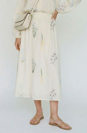Vero Moda Lina Embroidered Midi Skirt in Snow White Detailcolorful Emb at Nordstrom, Size Medium
