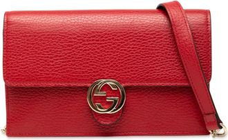 Gucci Pre-owned Gucci Leather Interlocking G Dollar Wallet on Chain Ladies 510314 2067