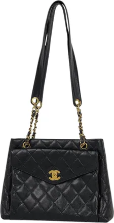 Chanel Black Grained Calfskin Tote Bag (Pre-Owned)