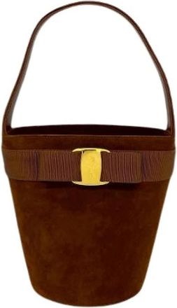 Ferragamo Pre-owned Suede Mini Handbag - Dames - Vintage Tas - Bruin - ONE Size - Leer - Vintage
