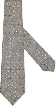 Ermenegildo Zegna floral-pattern silk tie - men - Silk/Linen/Flax - One Size - Neutrals