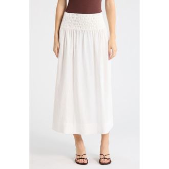 Rails Alessa Smock Waist Linen Blend Maxi Skirt in White Linen at Nordstrom, Size Xx-Small