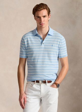 Polo Ralph Lauren Polo Shirt Ralph Lauren - Mens Twin-stripe linen-blend knit Polo Shirt