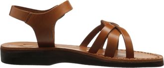 Jerusalem Sandals Womens Miriam Leather Slingback Buckle Sandal In Honey