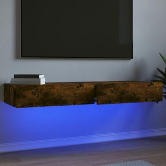 vidaXL Vidaxl - Muebles De Tv Con Luces Led 2 Uds Roble Ahumado 60x35x15,5 Cm