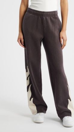 PacSun Flame Appliqu&eacute; Sweatpants in Brown at Nordstrom, Size X-Small