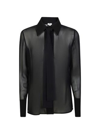 Elisabetta Franchi Sheer White Front Tie Blouse