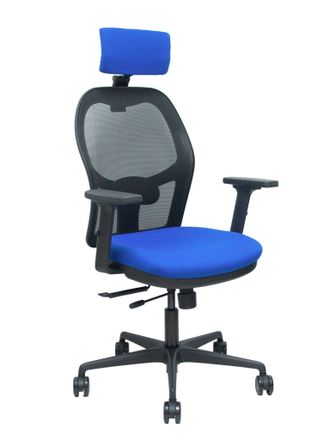 Piqueras y Crespo Piqueras Y Crespo - Silla Jorquera Traslack Malla Negra Asiento Bali Azul Brazos 2d Cabecero Regulable