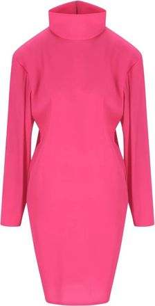 Saint Laurent high-neck midi dress - women - Silk/Polyamide/Elastane - 36 - Pink