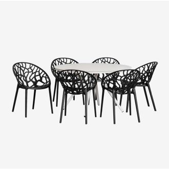 Sklum Sklum - Set tavolo rotondo in alluminio Valerie (&Oslash;125 cm) e 6 sedie da giardino Ores