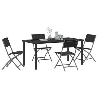 Berkfield Home Practical 5 Piece Garden Dining Set Black Textilene & Steel