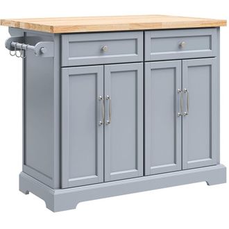 SoBuy SoBuy Carrello Cucina con Ruote, Isola Cucina con Piano di Lavoro Estensibile, 2 Cassetti e Ripiani Regolabili Mobile Salvaspazio per Mobili da