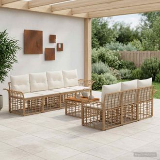 vidaXL Vidaxl Set Di Divani Da Esterno 8 Pz Naturale E Bianco Crema