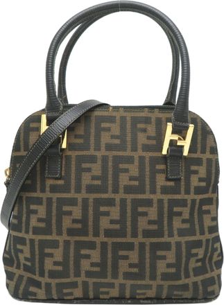 Fendi Brown Canvas Handbag Tote Bag (Pre-Owned)