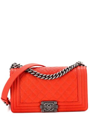 Chanel Boy Flap Bag Quilted Caviar Old Medium crossbody bag - women - Calf Leather - One Size - Orange