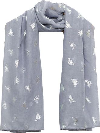 World of Shawls Ladies Girls Womens Glitter Bumble Bees Scarves Wraps Shawl Soft Scarf (Silver)