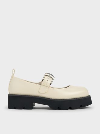 Charles & Keith Buckled Ridged-Sole Chunky Mary Janes