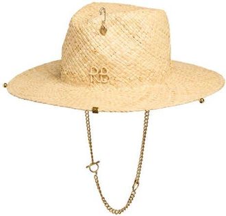 Ruslan Baginskiy Monogram Logo Woven Straw Fedora in Natural Straw at Nordstrom, Size Small