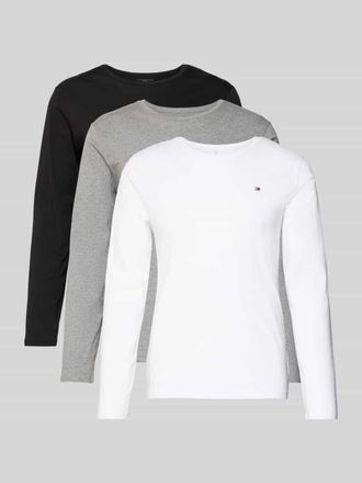 Tommy Hilfiger Regular Fit Langarmshirt aus reiner Baumwolle im 3er-Pack in Anthrazit, Gr&ouml;&szlig;e M