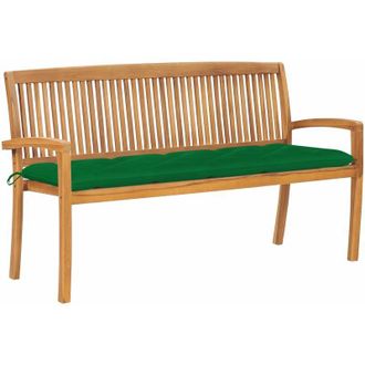 vidaXL Vidaxl - Banco De Jard&iacute;n Apilable Con Coj&iacute;n Madera De Teca 159 Cm