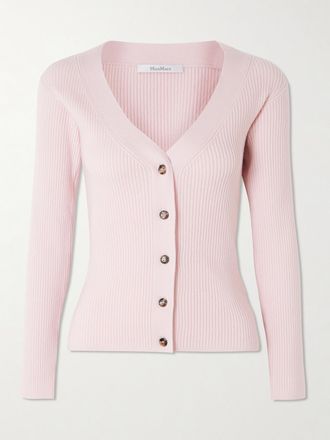 Max Mara Cardigan In Misto Lana A Coste Gioiosa - Rosa