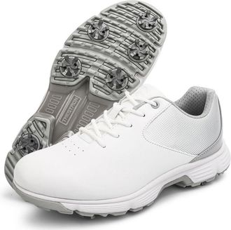 Generic Spiked Golf Shoes for Female Golfer Waterproof Golf Footwears Comfortable Outdoor Training Sneakers,Grey,8.5 UK
