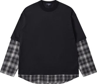 Comme Des Gar&ccedil;ons Layered Black Plaid T-Shirt