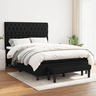 vidaXL Cama Box Spring Con Colch&oacute;n Tela Negro 140x190 Cm Vidaxl