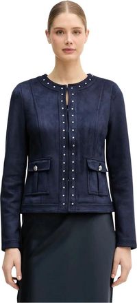 Joseph Ribkoff Scuba Suede Straight 4-Pocket Jacket - Dames - Zomerjassen - Blauw - XS - Polyester - Jassen