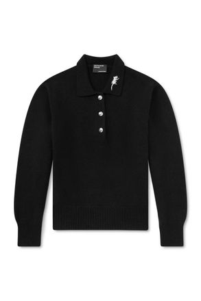 Enfants Riches Deprimes Rat Embroidered Cashmere Polo Sweater