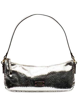 Frances Valentine Mia Metallic Snake-Embossed Leather Shoulder Bag