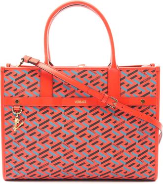 Versace PVC Coated Canvas Leather Tote Bag