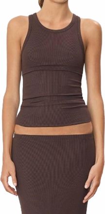 &Eacute;terne High Neck Fitted Tank Top In Espresso