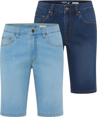 Arizona Jeansshorts ARIZONA, Herren, Gr. 30, N-Gr, bleached, dunkelblau used, Denim/Jeans, Obermaterial: 82% Baumwolle, 17% Polyester, 1% Elasthan, unifarben,