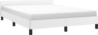 vidaXL Bed Frame without Mattress White 135x190cm Double Faux Leather vidaXL