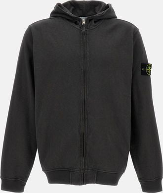Stone Island Black Logo Zipped Hoodie