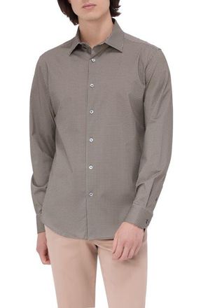 Bugatchi James OoohCotton Micropattern Button-Up Shirt in Caramel at Nordstrom, Size Xxx-Large