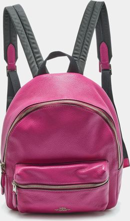 Coach Charlie Pink/black Leather And Nylon Backpack