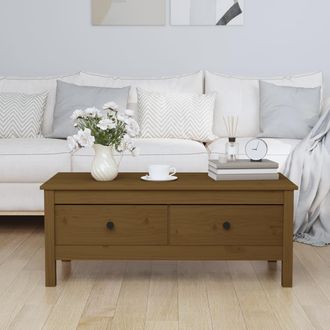 vidaXL Mesa De Centro Madera Maciza De Pino Marr&oacute;n Miel 100x50x40 Cm Vidaxl