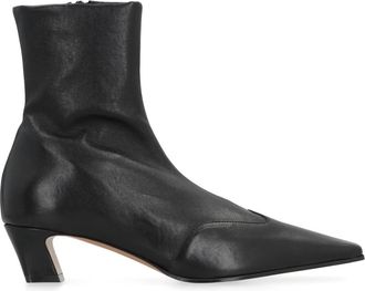 Khaite Nevada Leren Enkellaarzen - Dames - Laarzen met Hak - Zwart - 37 EU - Leer - Schoenen