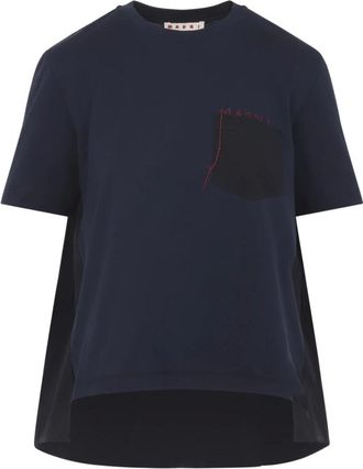 Marni Tops, Dames, Zwart, S, Katoen, T-Shirt met Patch