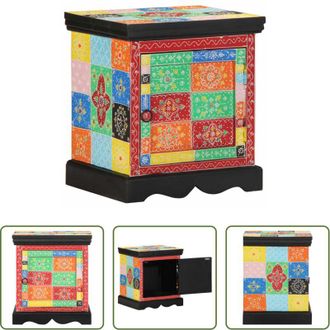 vidaXL Comodino mango - Comodino Multicolore 40x35x45 cm in Legno Massello Mango