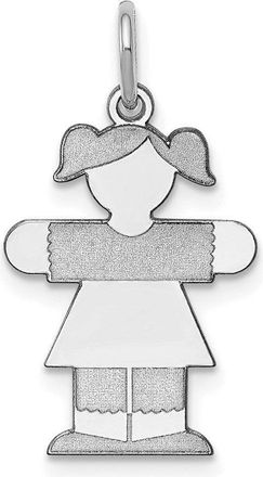 Diamond2Deal 14k Gold The Kids Small Girl with Ponytails Engravable Hugs Charm Pendant