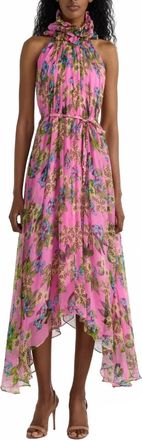 Saloni Iris Ruffle Maxi Dress In Fiori Peony
