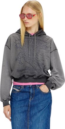 Diesel Hoodie with d&eacute;vor&eacute; print - Sweaters - Woman - Grey