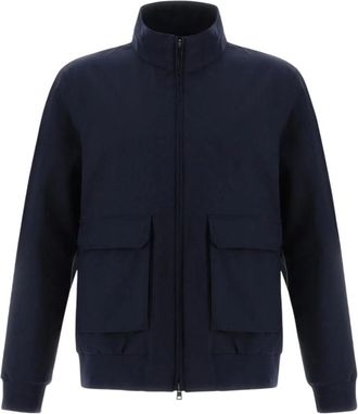 Herno Blauwe Jas met Ritssluiting en Hoge Kraag - Heren - Zomerjassen - Blauw - 2XL - Wol - Jassen