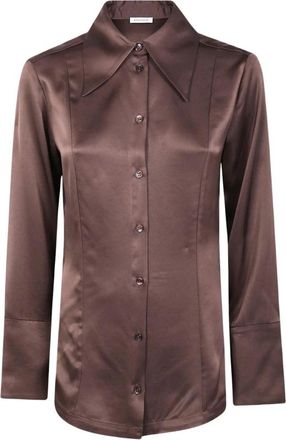 By Malene Birger Rosiannas satijnen overhemd - Dames - Overhemden - Bruin - XS - Satijn - Overhemden